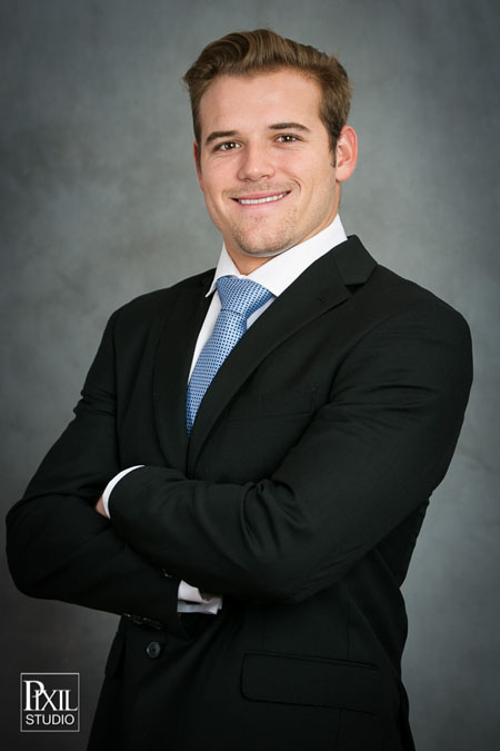 denver business head shot in studio on grey