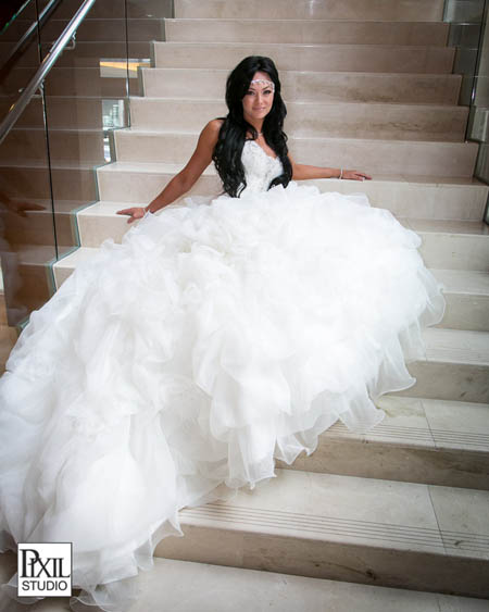 bridal portrait stairs