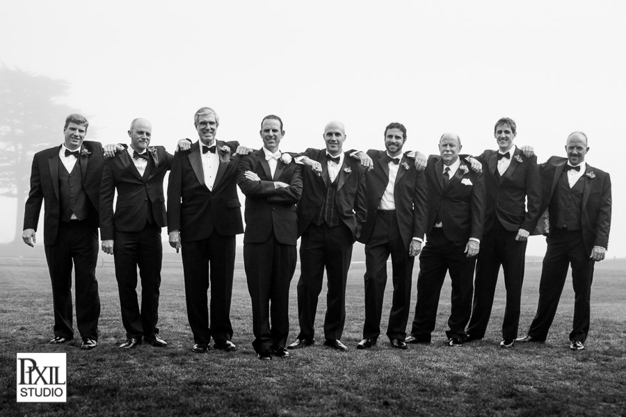 pebble beach wedding groomsman group shot